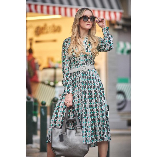 Print Dress Grey-Black-Green  Dresses