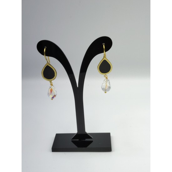 Small tear drop earrings with crystals jdc-001