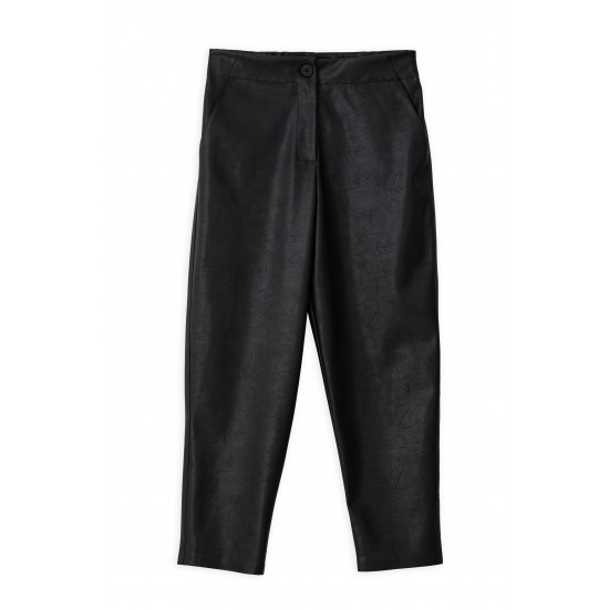 Leather Regular Fit Pants Trousers