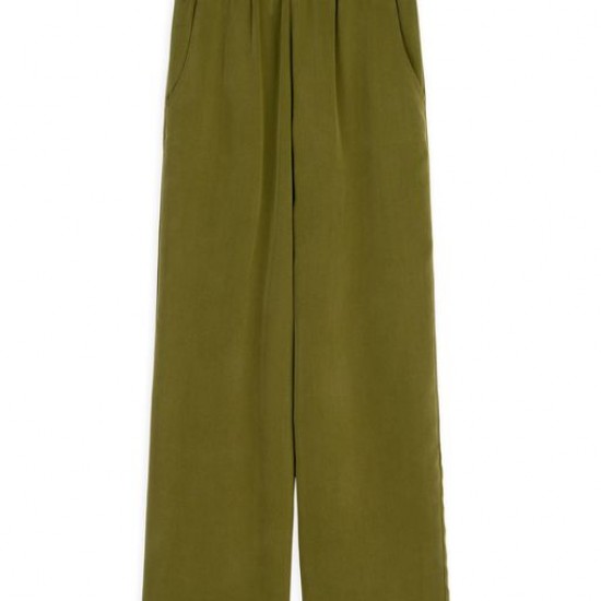 Cupro Modal Wide-Leg Pants Trousers