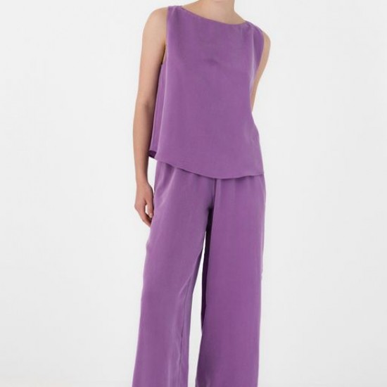 Cupro Modal Wide-Leg Pants Trousers